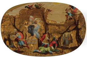 The Resurrection Of Christ And The Three Marys At The Grave. by Antonio Tempesta