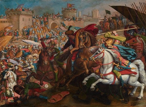 A Battle Between Christians And Turks Before The Walls Of Jerusalem - view 1