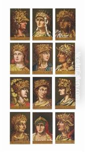 Twelve Roman Emperors: Claudius, Vitellus, Vespasian, Nero, Titus, Otho Sylvius, Domitian, Marcus Aurelius, Caligula, Tiberius, Galba And Octavian (12 Works) by Antonio Tempesta
