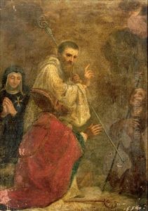 A Religious Scene With Four Saints A Religious Scene With Four Saints