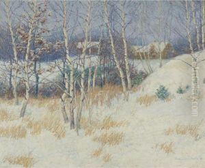Stand Of Birch Trees In Winter by John Leslie Breck
