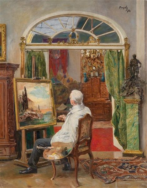 Maler Im Atelier (laut Ruckseitiger Bezeichnung Eduard Kasparides (kronau) - view 1