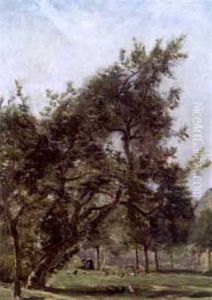 Landscape With Woman In Garden by Rene Tener