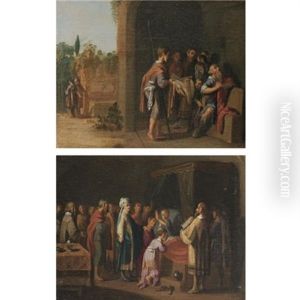 The Presentation Of Joseph's Bloodstained Coat To His Father Jacob (+ Jacob Blessing The Sons Of Joseph; Pair) by Jan Tengnagel