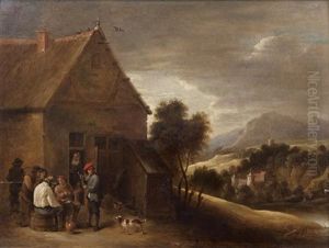 Scenes De Rejouissances Devant Une Auberge by David Teniers Iv