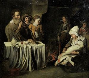Family Dining Scene by David Teniers Iv