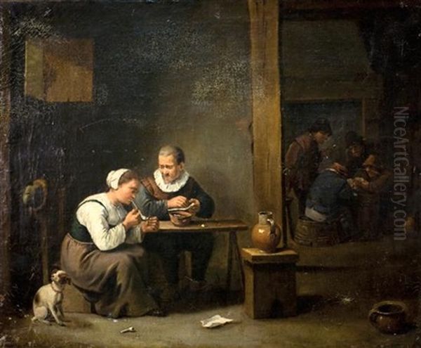Man And Woman Smoking A Pipe - view 1