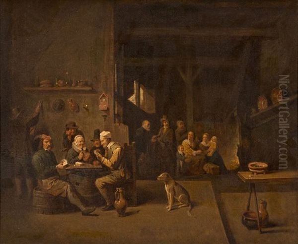Les Joueurs De Cartes Dans Un Interieur - view 1