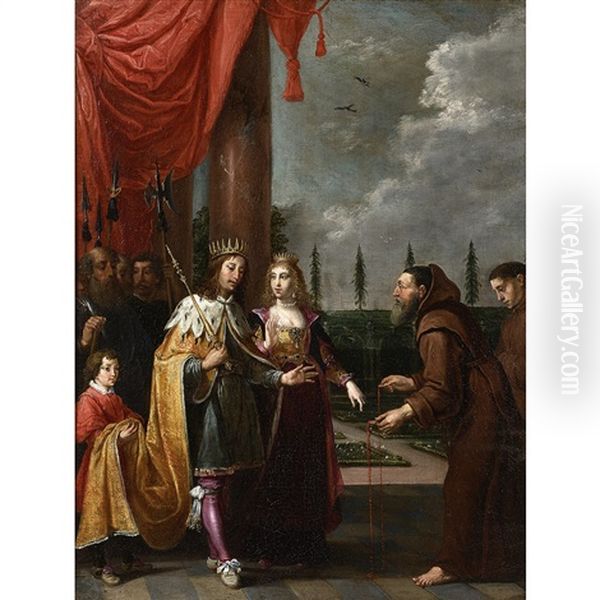 Le Pere Dominique De Jesus Marie Ruzzola Remettant Le Scapulaire A Ferdinand Ii Du Saint-empire Et A Sa Femme Eleonore De Mantoue - view 1