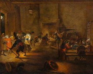 Interieur De Corps De Garde Avec Des Singes by David The Elder Teniers
