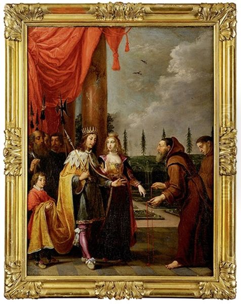 Le Pere Dominique De Jesus Marie Ruzzola Remettant Le Scapulaire A Ferdinand Ii Du Saint Empire Et A Sa Femme Eleonore De Mantoue, Durant La Guerre De Trente Ans - view 1