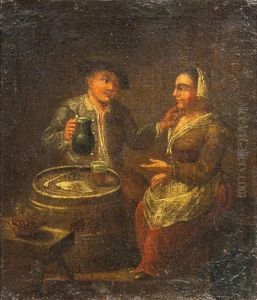 Man And Woman Drinking by David The Elder Teniers
