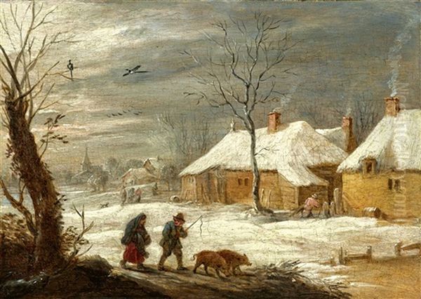 Winter Landscape With A Peasant Couple Spring Landscape With Two Peasants Saying Farewell - view 1