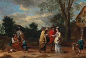 An Elegant Couple Meeting A Fortune Teller by David Teniers the Younger