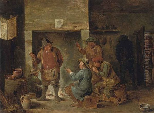 Peasants In A Tavern Smoking And Drinking - view 1