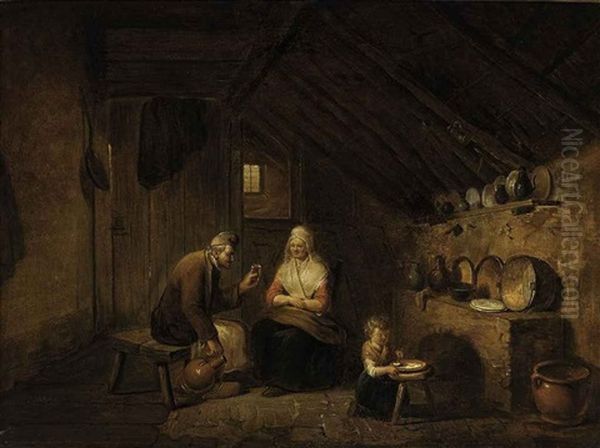 A Peasant Family In A Kitchen Interior - view 1