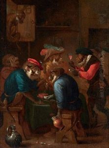 Les Singes Fumeurs by Abraham Teniers