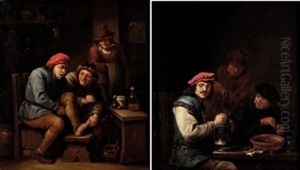 Bebedores De Cerveza Y El Callista (pair) by Abraham Teniers