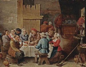 Peasants Eating And Drinking In An Interior by Abraham Teniers