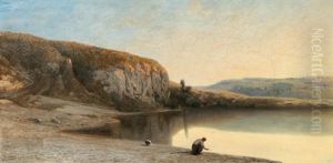 Romantic Landscape With Wanderer by Eduard Tenner