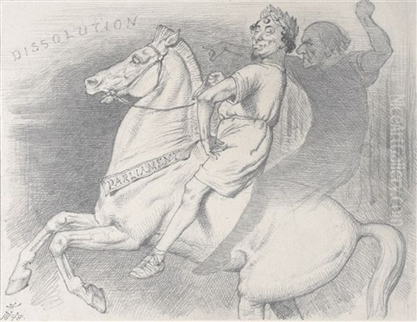 Post Equitem!" ('behind The Horseman Sits Black Care!") 'at The Next Election The People Of England Will Have To Decide The Question In What Way They Will Be Governed." - Gladstone At Greenwich - view 1