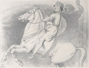 Post Equitem!" ('behind The Horseman Sits Black Care!") 'at The Next Election The People Of England Will Have To Decide The Question In What Way They Will Be Governed." - Gladstone At Greenwich by John Tenniel