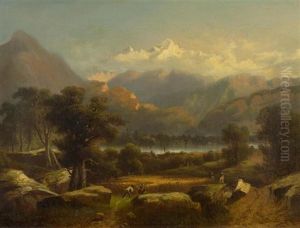 Gebirgslandschaft Mit Heuernte Im Vordergrund