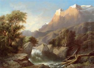 Gebirgslandschaft Mit Rauschendem Fluss by Jean Marc Benjamin Tepping