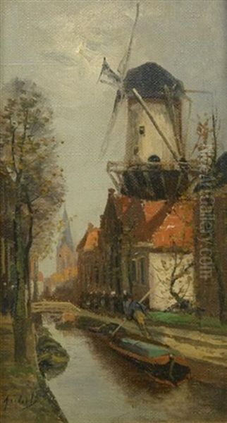 Kleine Hollandische Gracht Mit Windmuhle - view 1