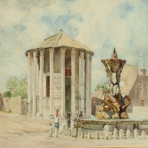 View Of Rome With The Temple Of Vesta by Niels Bredal