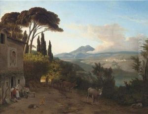 Travellers Resting At An Inn, The Roman Compagna