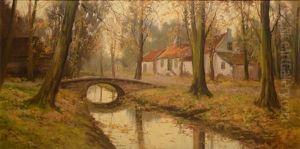 Femme Et Ruisseau A L'automne