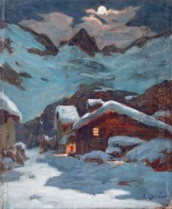 Hameau Dans La Montagne by Clovis Frederic Terraire