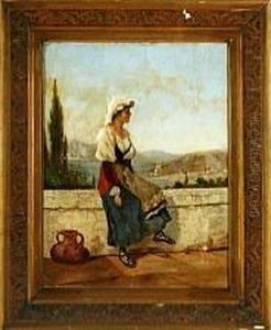 An Italian Woman Is Sitting On A Viaduct