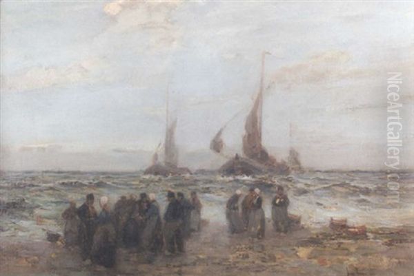 Dutch Fisherfolk Waiting For The Boats - view 1