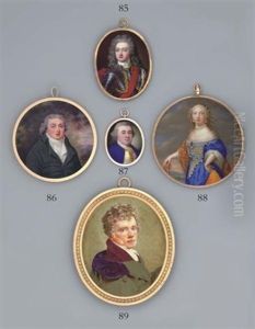 A Young Gentleman, In Dark Green Coat, White Waistcoat And Knotted Cravat, Powdered Hair by Elizabeth Terroux