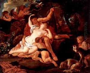 Venus And Adonis by Augustus Terwesten