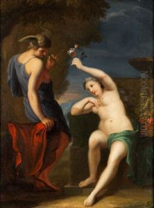 Merkur Und Nymphe (io?) by Matthaeus (Arent) Terwesten