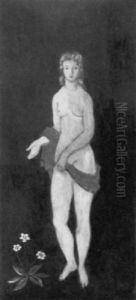 Weiblicher Akt Mit Gelbem Tuch by Richard Teschner