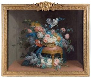 Panier De Fleurs Sur Un Tabouret by Louis Tessier