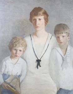 Portrait Of William, Winifred M. And Burrowes Hunt by Rae Sloan Bredin