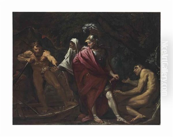 Aeneas And The Cumaean Sibyl Presenting The Golden Bough To Charon - view 1
