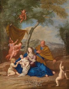 Die Rast Der Heiligen Familie Auf Der Flucht Nach Agypten