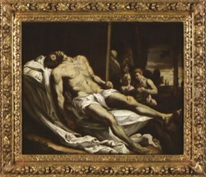 Les Anges Pleurant Le Christ Mort by Pietro Testa