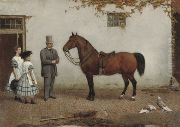 Jhr Jacob Carel Martens With His Daughters, Preparing For A Ride - view 1