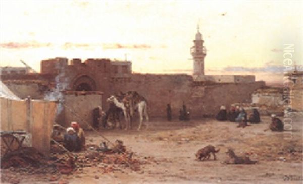 An Encampment By The Walls Of A North African Citadel - view 1