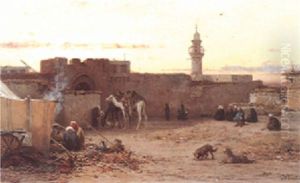 An Encampment By The Walls Of A North African Citadel