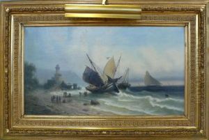 Skepp Vid Kust Vader. by Adolf Bredow