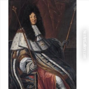 Portrait Of Louis Xiv, Seated, Three Quarter Length, Dressed In Robes Of State by Henri Testelin