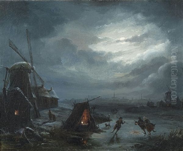 View Of A Frozen Landscape At Night - view 1